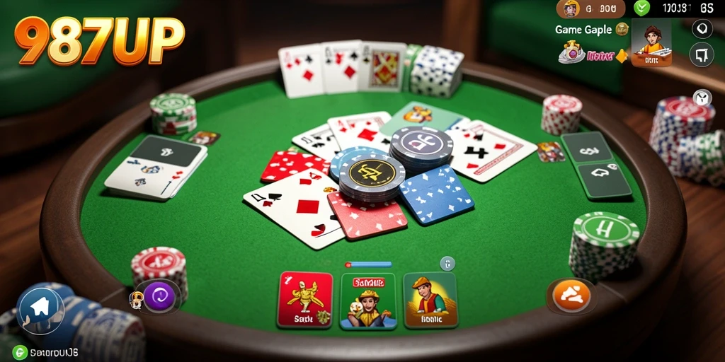 Tampilan gameplay seru di 987UP yang menggambarkan permainan Gaple.