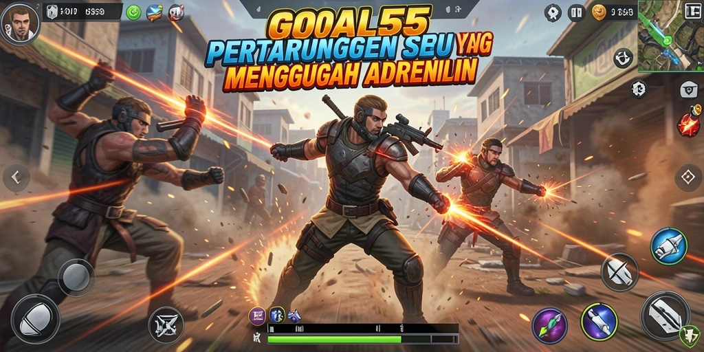 Tangkapan layar utama GOAL55 menampilkan duel sengit antara karakter yang kuat.
