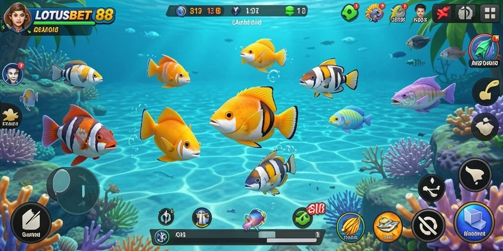 Screenshot utama LOTUSBET88 menampilkan gameplay Tembak Ikan yang seru.