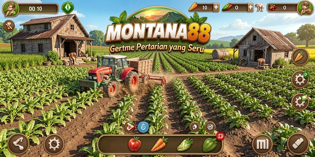 Screenshot gameplay MONTANA88 menunjukkan petualangan bertani yang seru.