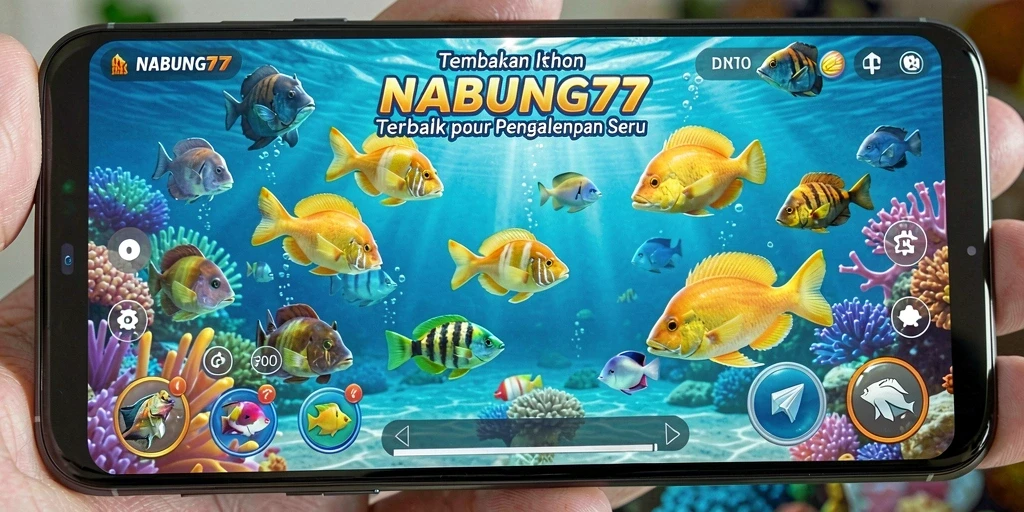 Screenshot NABUNG77 menampilkan gameplay seru selagi menembak ikan.