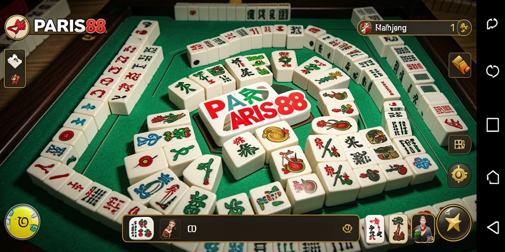 Tangkapan layar gameplay PARIS88 menunjukkan suasana permainan Mahjong yang seru.