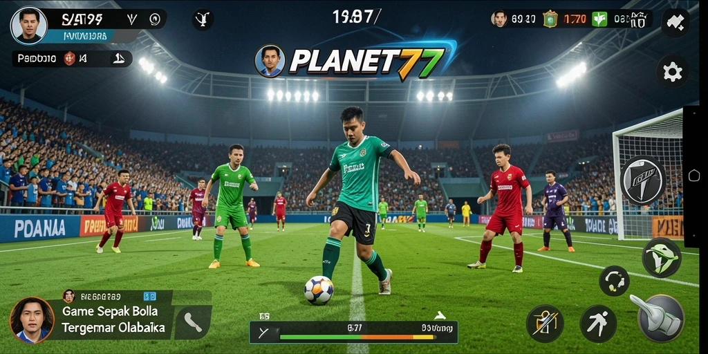 Menampilkan gameplay mendebarkan di lapangan sepak bola.