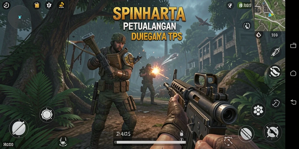 Gameplay SPINHARTA yang menegangkan dan interaktif di dunia TPS.