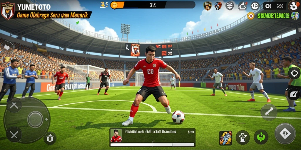 Screenshot YUMETOTO menampilkan aksion seru di lapangan.